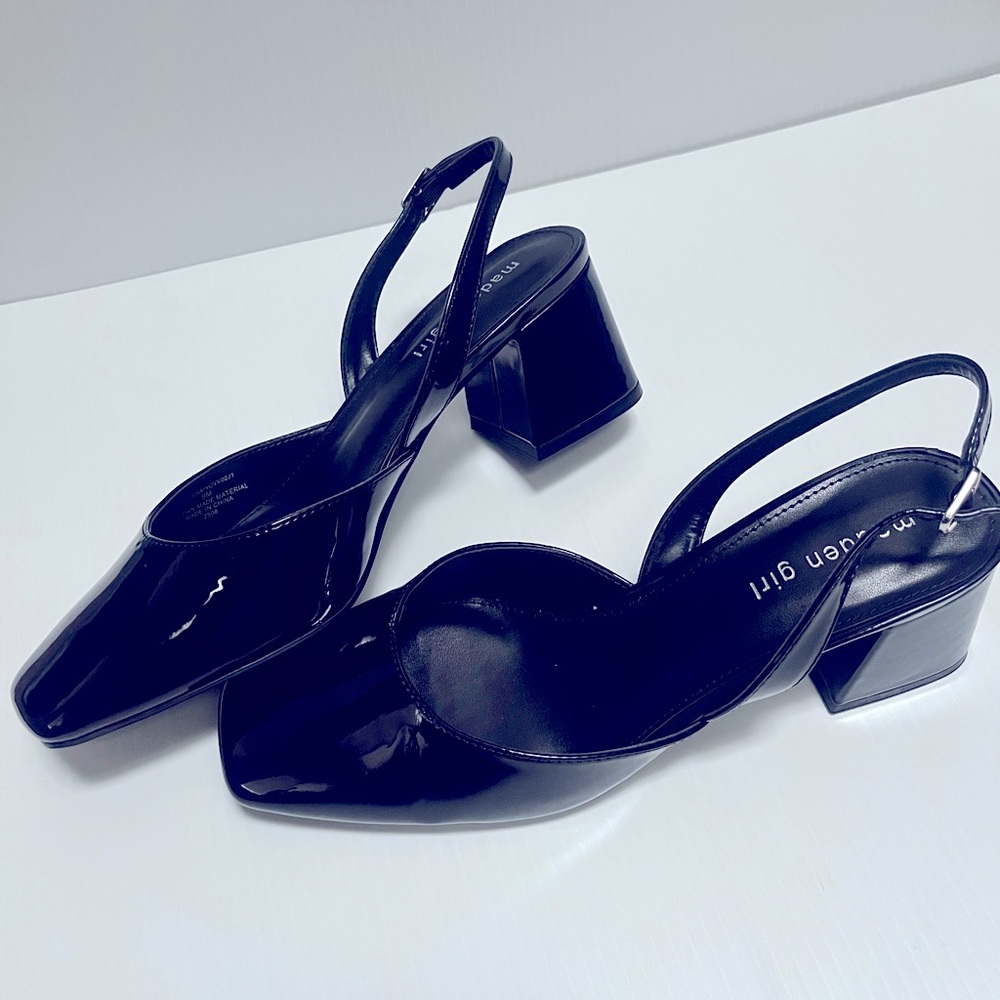 Madden Girl NOVVAA Black Patent Slingback Heels. New - Sizes 7.5 and 9.